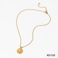 Goldene Sonnenblumenkette mit Zirkonia-Anhänger und verstellbarer Boxkette - Goldene Halskette (D1350)