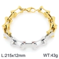 Two-tone gold and silver stainless steel 12mm curved link bracelet for men - Two-tone Thick Chain Style (KB207227-Z)