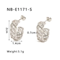 Especificaciones de tamaño para pendientes en forma de C plateados con cristales - Oro de 18K / Color Plateado (NB-E1171-S)