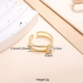 Detail shot of 18K gold plated double layer ring with square cubic zirconia and dimensions - White