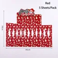 Red Christmas apple bouquet gift basket with golden reindeer and snowflake patterns - Integrated Christmas Wrap - Red