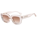 Stylish square pink transparent sunglasses with brown gradient lenses for women - Transparent Champagne Frame Gradient Tea Lens