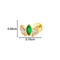 Gold titanium labret stud with green and white marquise zircons in leaf design - 5# Gold (Dark Green)