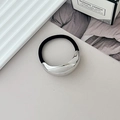 Minimalist elastic hair tie with polished silver geometric crescent metal ornament - Style H Silver