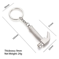 Miniature matte silver hammer keychain made of zinc alloy with 105mm length dimensions - Patterned Claw Hammer