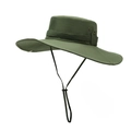 Wide brim sun hat for outdoor sports in army green color with adjustable chin strap - One Size / Army Green
