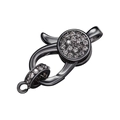 18K gold plated copper lobster clasp in black finish with micro-set white zircon stones - Gunmetal with White Zirconia