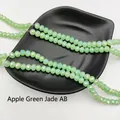 Sparkling apple green crystal glass beads with AB coating and faceted cutting for jewelry - Apple Green Jade AB Color / 3# Flat Bead