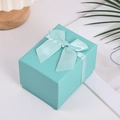 Square Tiffany blue gift box with matching silk ribbon bow and premium paper finish - 10*7.5*7cm / Light Blue