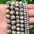 Natural Dalmatian Jasper beads in various sizes for handmade jewelry DIY projects - Frosted Spotted Stone / 4mm/1 Piece Approximately 90 Pieces/10g