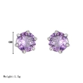 Elegant 6mm purple zircon stud earrings with silver-toned six-prong setting for women - Silver-Purple Zircon