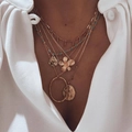 5-Layer Gold Plated Orchid Coin Necklace Set(sku4638)
