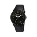 Schwarze Sportuhr für Herren mit gelben Ziffern und weichem Silikonarmband im Detail - Gelb