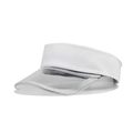 Vue détaillée d'une visière blanche avec bord transparent en PVC et bandeau tissé - Tour de tête 55-60cm / Blanc Transparent