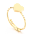 Anello regolabile a cuore minimalista in acciaio inossidabile dorato su fondo bianco - US 7 / Oro