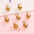 7 pieces of faceted golden brown glass pendants with metallic gold loops for DIY jewelry - Coffee Round Bead