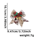Linen Christmas bow with snowman pattern, red plaid center and small gold bells decoration - Style M