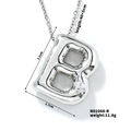 Dettaglio della collana con ciondolo lettera B argento con misure e peso inclusi - Lettera B (N01068-B)