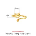 Cat shaped 925 silver ring setting in gold finish for 4x6mm stone DIY jewelry - Gold (Stone 4*6mm)