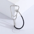 Spilla creativa a forma di stetoscopio argento con dettagli neri per abiti - Base Argento Nero