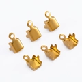 Set of 6 gold plated stainless steel end clasps for DIY necklace making on white background - 30 Pcs/Pack / Gold