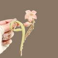 Pince à cheveux fleur dégradé rose avec perle et monture en métal doré pour femme - 44# Tulipe Rose