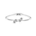 Bracciale rigido argento lucido con fiori e pavé di zirconi dallo stile minimalista - Stile Quattro Fiori (7321)