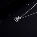 925 sterling silver swirl pendant necklace with a brilliant dancing zircon stone - Style E Alphabet (NS869)