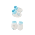 Set guanti e calzini neonato bianchi con motivo di pecore blu e polsini - Set Guanti e Scarpine Fiore di Tarassaco Blu Lago Chiaro