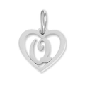 Elegant silver stainless steel heart pendant featuring a hollow cursive letter Q design - Letter-Q / Silver