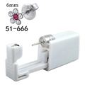Disposable ear piercing gun set with a 6mm red and white flower stud earring - 51-666 (Silver Red Center Clear Flower)