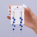 Long tassel drop earrings featuring blue rose charms and sparkling crystal rhinestones - Blue Rose (S925 Silver Pin)