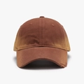 Vintage brown gradient washed cotton baseball cap with distressed brim and metal buckle - Brick Red