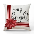 Funda de cojín navideña de lino con flor de pascua y texto de Merry Bright - ymd520-9 / Merry Bright Flor de Navidad