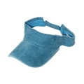 Dettaglio della visiera in denim blu lavato con cuciture sulla tesa e fascia interna blu - 58cm (Regolabile) / Ciano