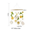 Handmade wooden baby crib mobile featuring yellow felt bees and soft white pom-poms - Yellow Bee Flower Mobile