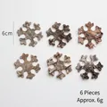 Set of 6 natural birch bark snowflake ornaments for Christmas DIY decoration 6cm - Snowflake Ornaments C / Set of 6 / Natural Wood Color