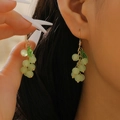 Green grape cluster drop earrings with translucent beads and gold hook for women - Light Green Grape (6747)