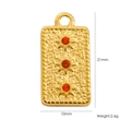 14K gold stainless steel rectangular pendant with red starburst stones, 21x10mm - 38 Zirconia Rectangle