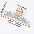 Golden alloy shark hair clip with blue Haha characters and smiley face, 11.5cm size - HS02591 Blue