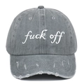 Cappellino da baseball grigio slavato con ricamo Fuck Off e dettagli stile vintage - Regolabile / Grigio Invecchiato