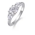 Eleganter S925 Silberring mit klassischem Moissanit-Design und drei edlen Steinen - US Größe 7 / R13099 Moissanit 1 Karat