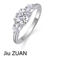 Elegant S925 sterling silver ring featuring a classic three-stone moissanite design - US Size 7 / R13099 Moissanite 1 Carat
