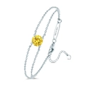 S925 sterling silver bracelet featuring a 1.00ct round cut yellow moissanite stone - November Natural Citrine