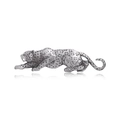 Vintage silver cheetah brooch with textured spots and sleek metallic animal design - Silver Prowling Leopard Style (YNCP7448)