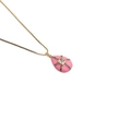 Gold-plated necklace with pink teardrop pendant and colorful zircon stones - Pink
