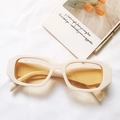 Retro cream rectangle sunglasses with thick frames and transparent orange lenses - Off White