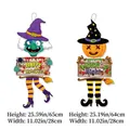 Detail of Halloween hanging decorations showing 65x28cm size and colorful cartoon figures - Pumpkin And Witch Hanger Style (Halloween Hanger 015) / Colorful