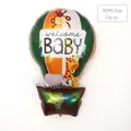 Hot air balloon foil balloon with wild animal print and welcome BABY text, 90x57cm size - Jungle Baby Hot Air Balloon