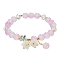 Exquisite bracelet with purple crystal beads and white flower charms on a white background - S033 - Glass Imitation Magnolia Lily Of The Valley Bracelet - Purple And White #sz240
